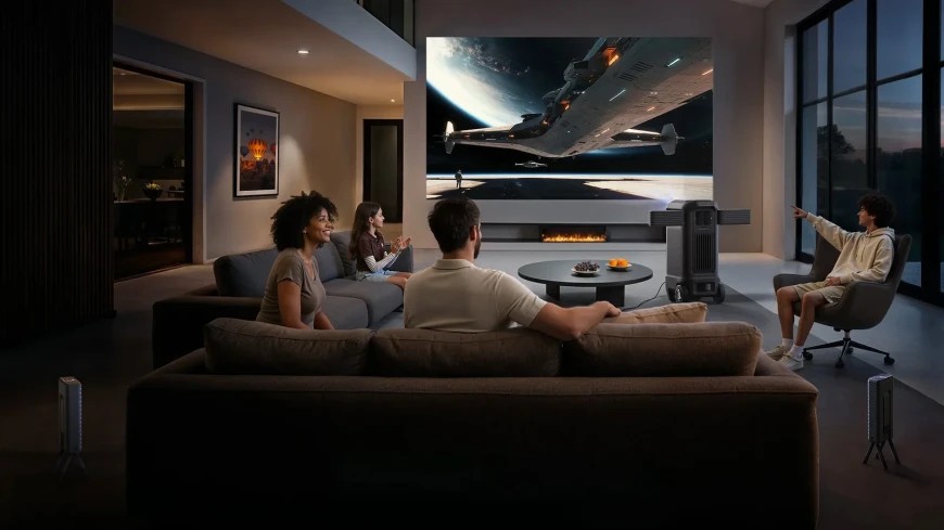 Anker Nebula X1 Pro: 4K trippellaser-projektor med innebygd 7.1.4 lydsystem og Dolby Vision 2 Projektorprogramvaren er basert på Google TV-plattformen med støtte for Dolby Vision-teknologi.