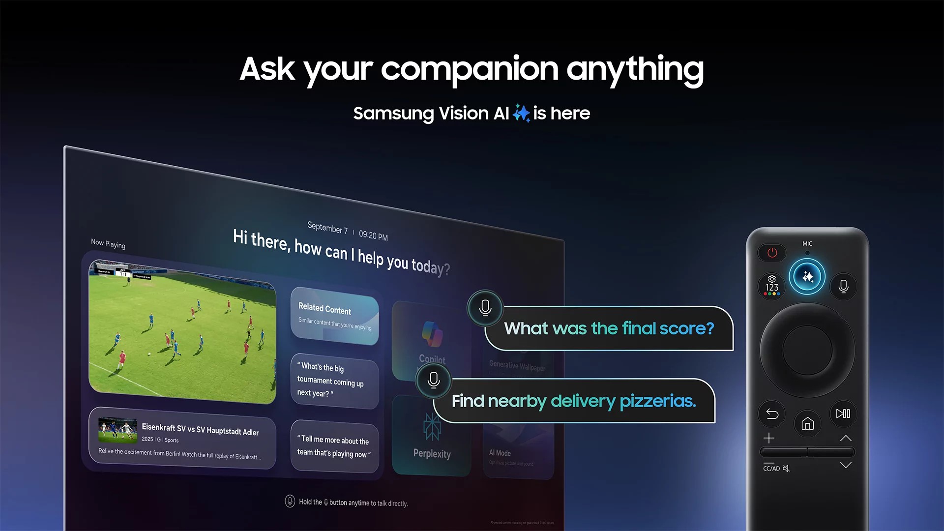 Samsung lanserer Vision AI Companion – gjør smart-TV-en til familiens samtalepartner 2 Essensen er at Vision AI Companion-teknologien, basert på den oppdaterte versjonen av den intelligente assistenten Bixby, er i stand til å engasjere seg i en livlig dialog med brukeren på naturlig språk, forstå konteksten i samtalen dypt og gi personlige svar.